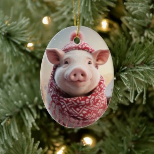 Animal Lover Gift, Farm Lover Gift, Cute Pig Ceramic Tree Decoration