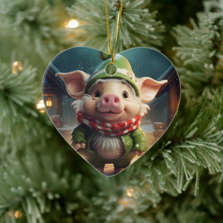Animal Lover Gift, Farm Lover Gift, Cute Pig Ceramic Tree Decoration