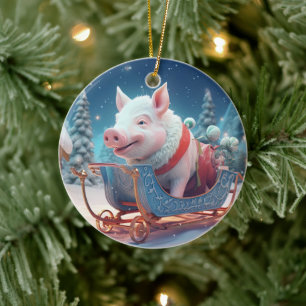 Animal Lover Gift, Farm Lover Gift, Cute Pig Ceramic Tree Decoration