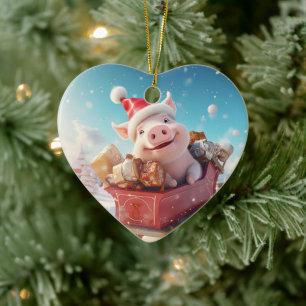 Animal Lover Gift, Farm Lover Gift, Cute Pig Ceramic Tree Decoration