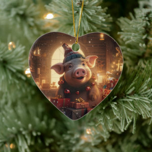 Animal Lover Gift, Farm Lover Gift, Cute Pig Ceramic Tree Decoration