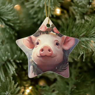 Animal Lover Gift, Farm Lover Gift, Cute Pig Ceramic Tree Decoration