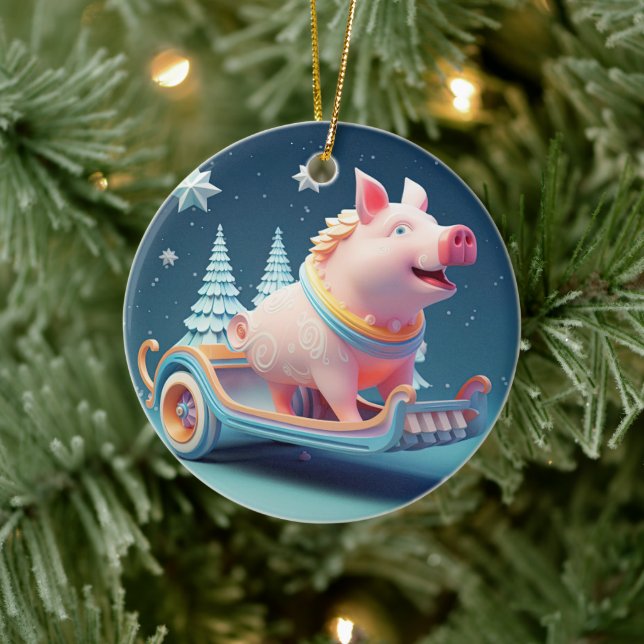 Animal Lover Gift, Farm Lover Gift, Cute Pig Ceramic Tree Decoration (Tree)