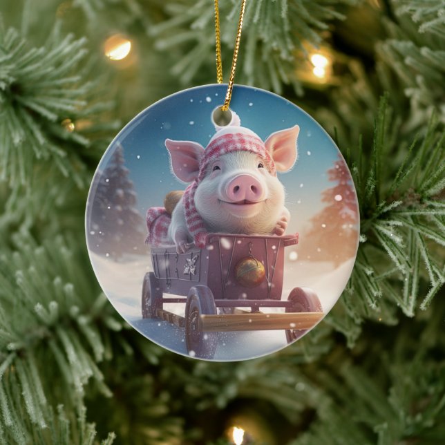 Animal Lover Gift, Farm Lover Gift, Cute Pig Ceramic Tree Decoration (Tree)