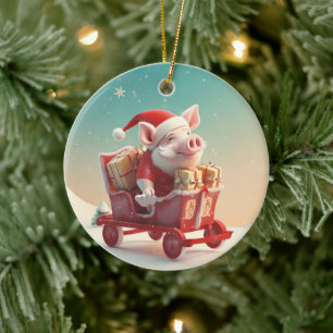Animal Lover Gift, Farm Lover Gift, Cute Pig Ceramic Tree Decoration