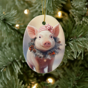 Animal Lover Gift, Farm Lover Gift, Cute Pig Ceramic Tree Decoration