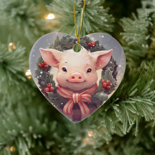 Animal Lover Gift, Farm Lover Gift, Cute Pig Ceramic Tree Decoration