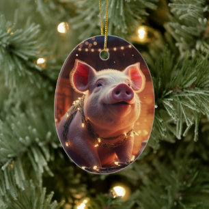 Animal Lover Gift, Farm Lover Gift, Cute Pig Ceramic Tree Decoration