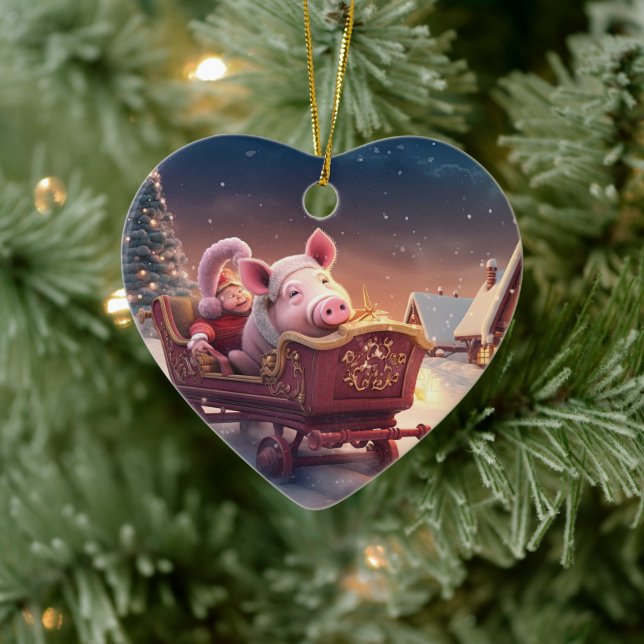 Animal Lover Gift, Farm Lover Gift, Cute Pig Ceramic Tree Decoration (Tree)