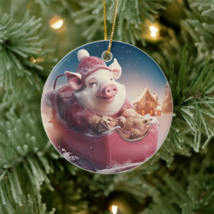 Animal Lover Gift, Farm Lover Gift, Cute Pig Ceramic Tree Decoration