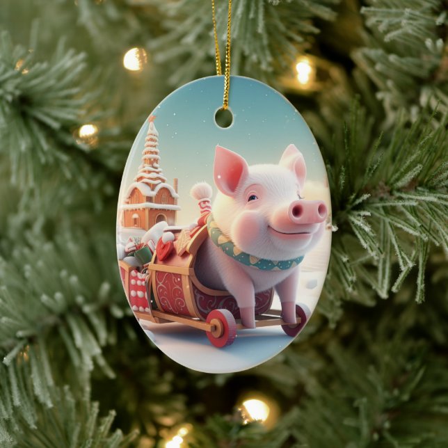 Animal Lover Gift, Farm Lover Gift, Cute Pig Ceramic Tree Decoration (Tree)
