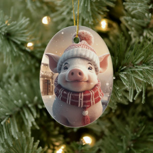 Animal Lover Gift, Farm Lover Gift, Cute Pig Ceramic Tree Decoration
