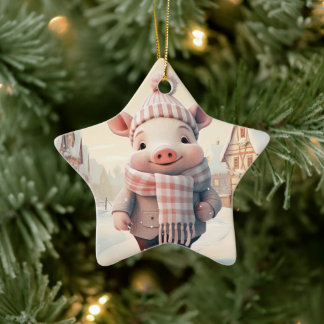 Animal Lover Gift, Farm Lover Gift, Cute Pig Ceramic Tree Decoration