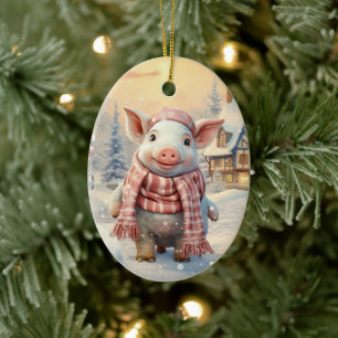 Animal Lover Gift, Farm Lover Gift, Cute Pig Ceramic Tree Decoration