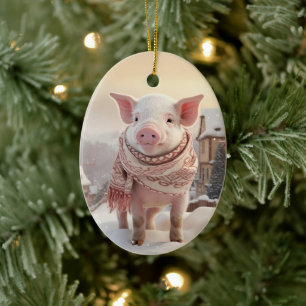 Animal Lover Gift, Farm Lover Gift, Cute Pig Ceramic Tree Decoration