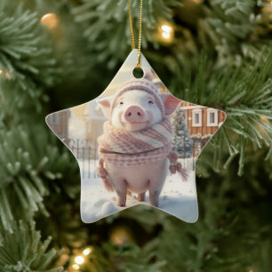 Animal Lover Gift, Farm Lover Gift, Cute Pig Ceramic Tree Decoration