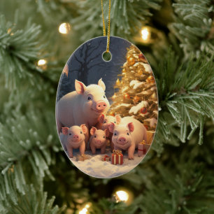 Animal Lover Gift, Farm Lover Gift, Cute Pig Ceramic Tree Decoration