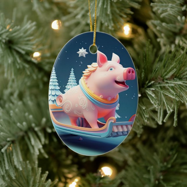 Animal Lover Gift, Farm Lover Gift, Cute Pig Ceramic Tree Decoration (Tree)