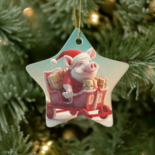 Animal Lover Gift, Farm Lover Gift, Cute Pig Ceramic Tree Decoration
