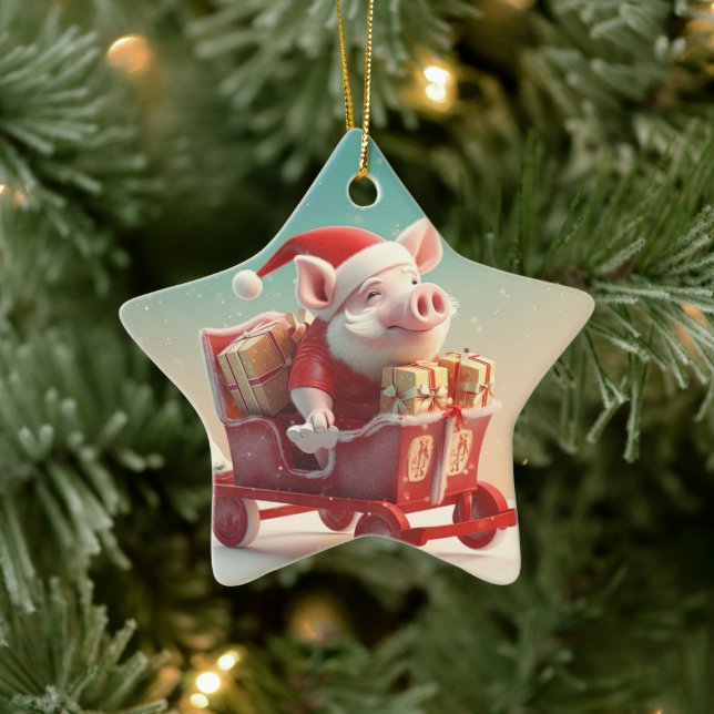 Animal Lover Gift, Farm Lover Gift, Cute Pig Ceramic Tree Decoration (Tree)
