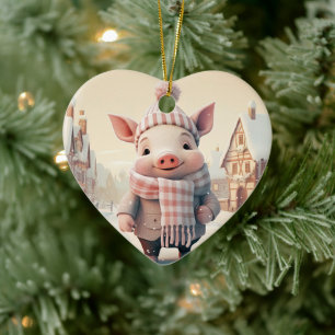 Animal Lover Gift, Farm Lover Gift, Cute Pig Ceramic Tree Decoration