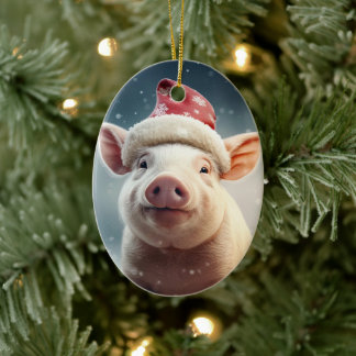 Animal Lover Gift, Farm Lover Gift, Cute Pig Ceramic Tree Decoration