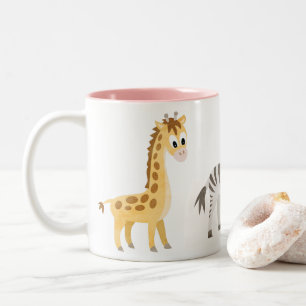 Animal Lover Giraffe and Zebra Two-Tone Coffee Mug