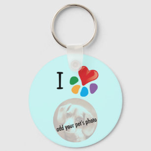 Animal Lover_I Heart your pet's photo template Key Ring