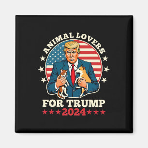 Animal Lovers For Trump 2024 Cat And Dog Campaign Magnet