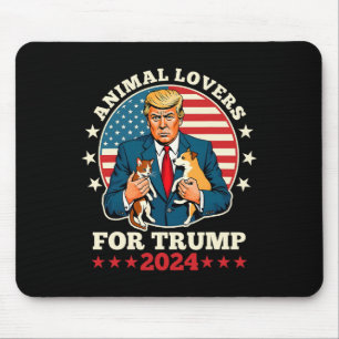 Animal Lovers For Trump 2024 Cat And Dog Campaign Mouse Mat