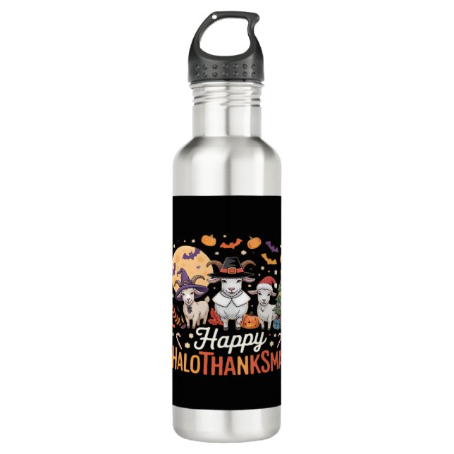 Animal Lovers Owners Happy Hallothanksmas Essentia 710 Ml Water Bottle (Front)