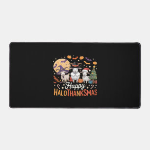 Animal Lovers Owners Happy Hallothanksmas Essentia Desk Mat
