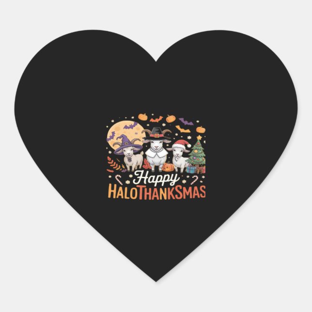 Animal Lovers Owners Happy Hallothanksmas Essentia Heart Sticker (Front)
