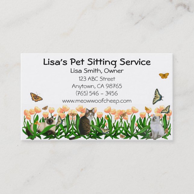 Animal Lovers Pet Sitting Business Card (Front)