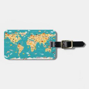 Animal Map of the World For Kids Luggage Tag
