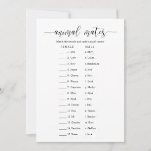 Animal Mates Bridal Shower Game Invitation