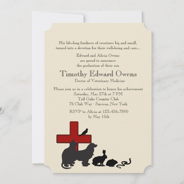 Animal MD Veterinary School Graduation Invitation (Front)