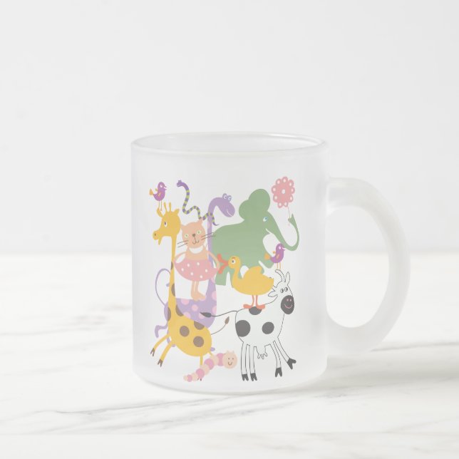 Animal Menagerie Frosted Glass Coffee Mug (Right)