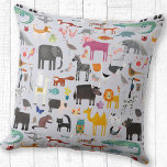 Animal Menagerie Reversible Cushion<br><div class="desc">All sorts of fun animals and wildlife for animal lovers everywhere.  Safari animals,  jungle,  farm,  birds,  pets and wildlife.  A monster seems to have sneaked in too. Lavender on one side and sea foam green on the other.  Original art by Nic Squirrell.</div>