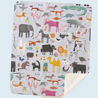 Animal Menagerie Sherpa Blanket