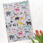Animal Menagerie Tea Towel<br><div class="desc">All sorts of fun animals and wildlife for animal lovers everywhere. Safari animals, jungle, farm, birds, pets and wildlife. A monster seems to have sneaked in there too. Original art by Nic Squirrell.</div>