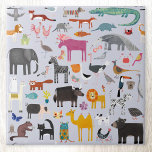 Animal Menagerie Tile<br><div class="desc">All sorts of fun animals and wildlife for animal lovers everywhere. Safari animals, jungle, farm, birds, pets and wildlife. A monster seems to have sneaked in too. Original art by Nic Squirrell.</div>