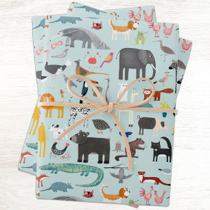 Animal Menagerie Wrapping Paper Sheet