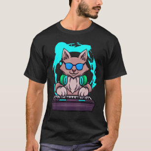 Animal Music Cat  Musician Retro Cat DJ Piano T-Shirt