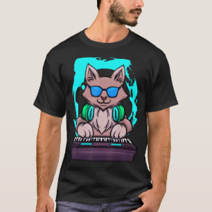Animal Music Cat  Musician Retro Cat DJ Piano T-Shirt