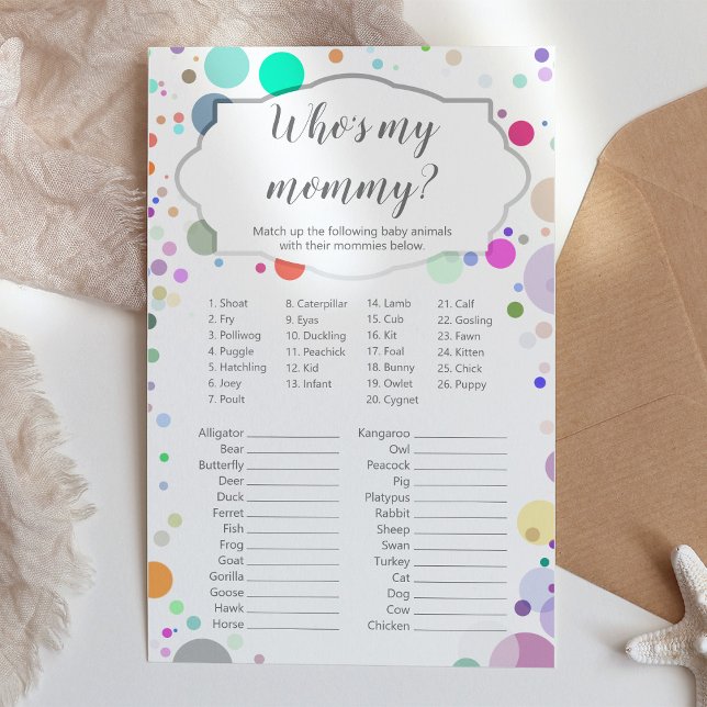 Animal name Game Colorful Trendy Baby Shower (Creator Uploaded)
