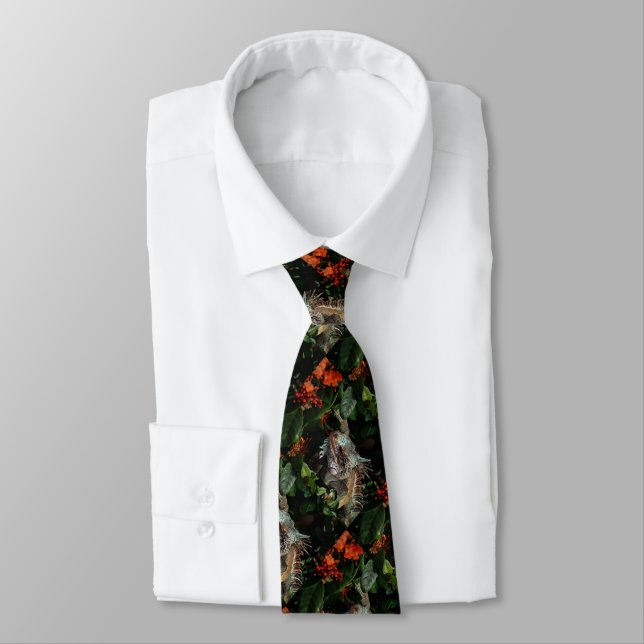 Animal Nature Wildlife Iguana Tropical Pattern Tie (Tied)
