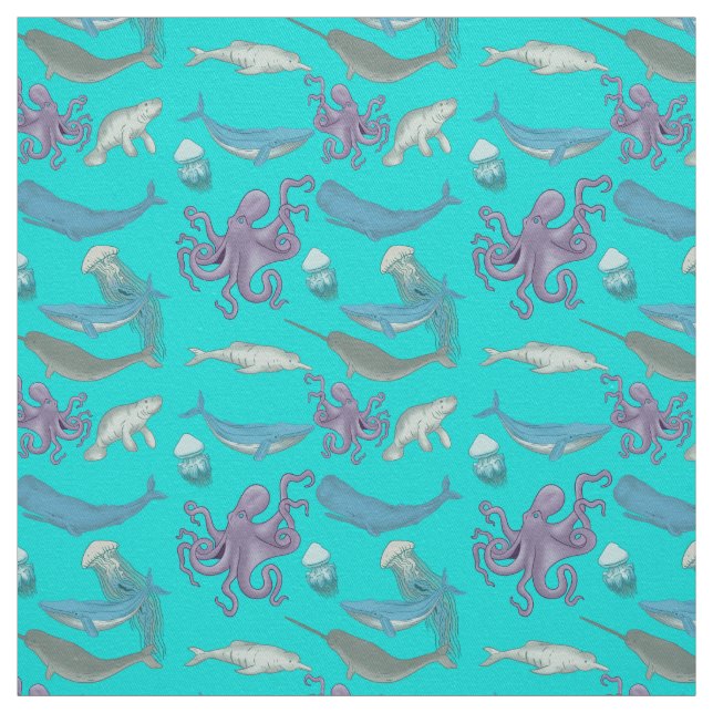 Animal Ocean Pattern Background Fabric (Swatch)
