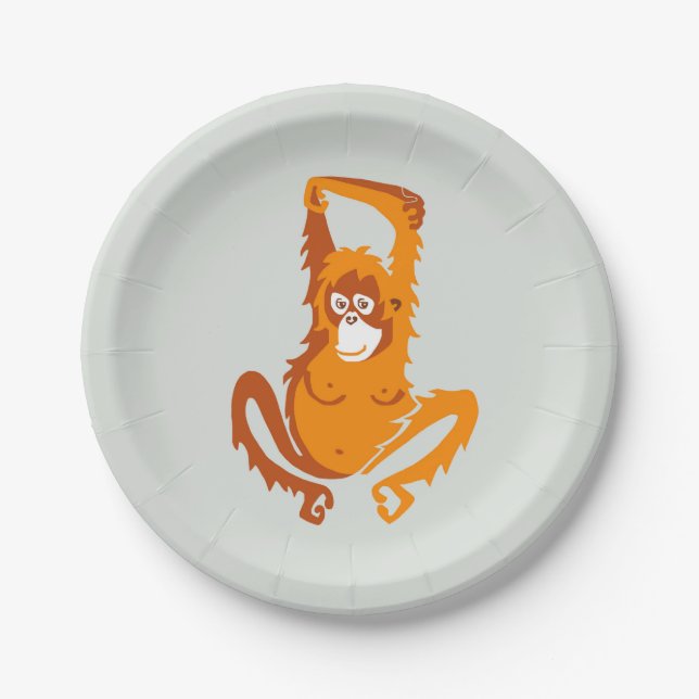 Animal- ORANGUTAN -Wildlife - Nature- Party Paper Plate (Front)