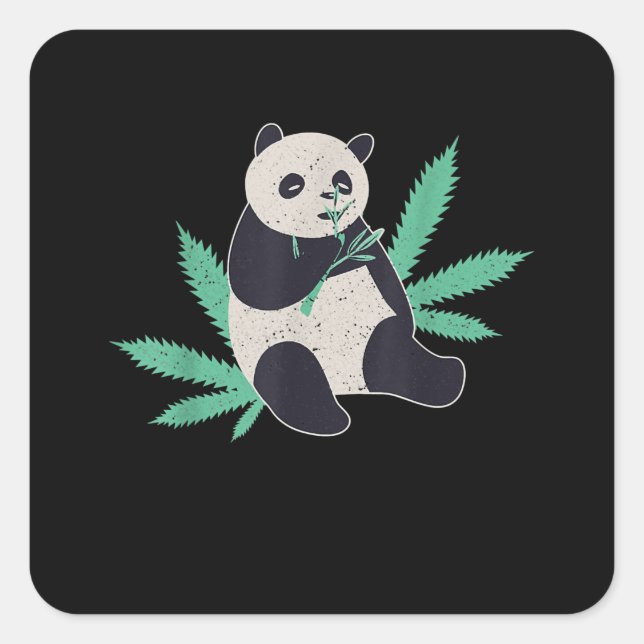 Animal Panda Weed Stoner Gift Square Sticker (Front)